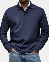 Oliver - Langarm-Poloshirt in Marineblau