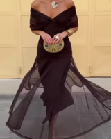 Nefeli – Elegantes Maxikleid Mit V-Ausschnitt Für Festliche Anlässe in Kaffee