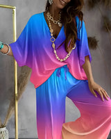Joan - Stilvolles Lockeres Lounge-Set in Blau / Rosa