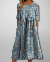 Gail – Florales Damen Maxikleid in Hellblau