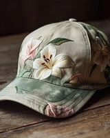 Virinia – Mütze Mit Blumen Stickerei in Grün