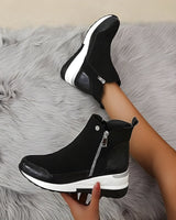 Orthopädische Leder Damen Stiefeletten - Emma in Schwarz
