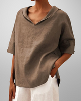 Alissa - Lässige, Locker Sitzende Bluse in Khaki