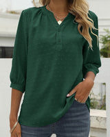 Elegante Midarm Bluse in Grün