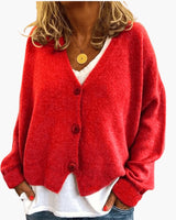 Gwen – Langärmelige Strickjacke in Rot