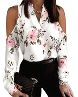 CASSIDY | Elegante Bluse mit V-Ausschnitt in Weiß mit Blumen