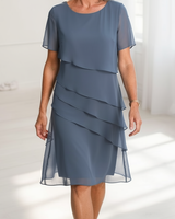 Juliette | Elegantes, fließendes Kleid mit Rüschen in Blau