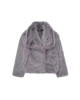 Damen Oversize Kunstpelz Jacke in Dunkelgrau