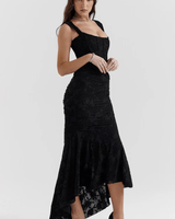 Annika | Damen Korsett Maxikleid Rüschen – Elegantes Korsett Maxi Kleid 2026 in Schwarz Arabella