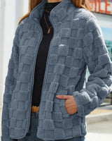 Valentine - Karierte Winterjacke für Damen in Blau