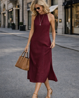 Johanna – Ärmelloses Midikleid mit Spitzendetails in Rot