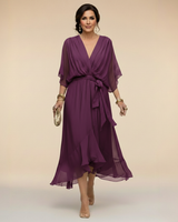 Harshani - Lappen Kleid Mit V-Ausschnitt in Violett