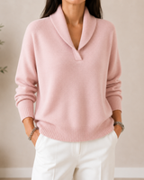 Samilla – Langarmpullover Mit V-ausschnitt in Rosa