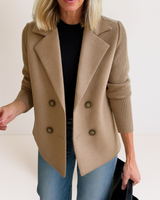 Martine™ | Elegante Jacke mit Strickärmeln in Braun