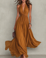 Olyra - Soft-Touch Maxi-Abendkleid in Karamell