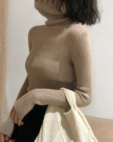 Damen Slim Fit Rollkragenpullover in Khaki