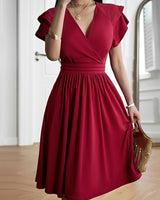 Laura - Stilvolles Kleid mit V-Ausschnitt für Damen in Rot