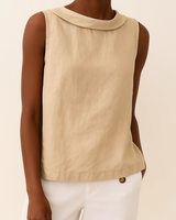 Serenity | Rollkragen Ärmellos Top in Beige