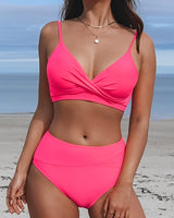 Leyla - Stilvoller hoch taillierter Bikini in Rosa