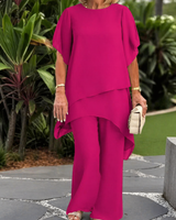 Jessenia - Set aus Lagenlook-Tunika und Hose in Rosa