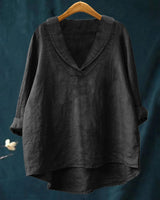 Annika | Oversized Leinen-Bluse in Schwarz