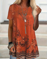 Abhishani - T-Shirt Mit Blumenmuster Und Lockerer Passform in Rot