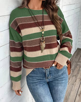 Fadina – Langärmeliger Strickpullover in Grün