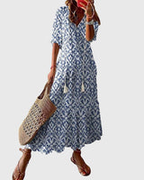 Amalia™ | Retro Bohemian Sommerkleid in Blau