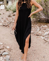 Jezrah - Halter Breeze Kleid in Schwarz (Fast ausverkauft)