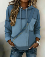 Soniya – Hoodie im Color-Block Schau mit Diagonalstreifen in Blau