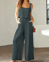 Scarlett | Damen Set Top Hose Koordiniert Elegant Modern in Dunkelblau