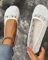 Jessamine | Atmungsaktive Mesh Spitze Vintage-Ballettflaschen in Weiß