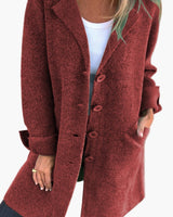 Karin | Damen Stylischer Button-Front Mantel im Relaxed Fit in Rot