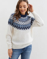 PANDORE -  Hinreißender gemusterter Pullover in Weiß