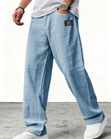 Lushan - Weite Leinen Hose in Blau