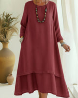 Sienna - langärmeliges Midi-Kleid mit weicher Haptik in Rot