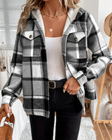 Karo | Kapuzenjacke mit Karomuster und Fleece-Futter in Tiefes Grau