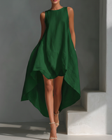 Alyna – Ärmelloses Midikleid Mit Asymmetrischem Saum in Grün