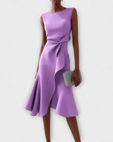 Olga | Asymmetrisch Ärmellos Midikleid in Violet