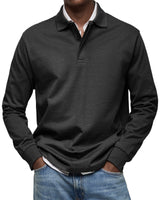 Julian - Luxe polo mit langen ärmeln in Schwarz
