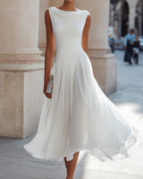 Vireen - plissiertes Midikleid in Weiß
