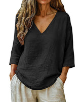 Rhianna - Elegante Bluse mit V-Ausschnitt in Schwarz