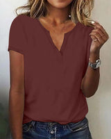 Risamund | Damen Kurzarm Hemd | Elegante in Weinrot