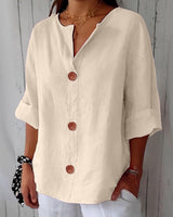 Liore | Minimalistische Bluse mit vertikaler Struktur in Beige