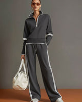 Honora - Soft-Touch-Zweiteiler mit weiter Hose in Dunkelgrau