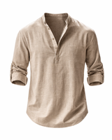 Galeazzo – Langärmliges Hemd Aus Baumwoll-Leinen in Beige