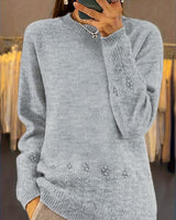 Ghizala – Pullover Mit Rundhalsausschnitt Und Blumenmuster in Grau