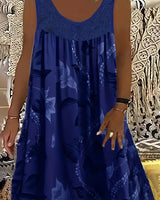 Samudri - Lockeres Armelloses Maxi Kleid Mit Rundhalsausschnitt in Marineblau