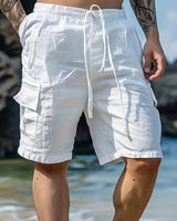 Raekwon – Leinen-Shorts Mit Elastischem Bund Und Kordelzug in Weiß