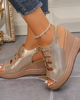 Eleaner – Bequeme Keilabsatzsandalen in Gold